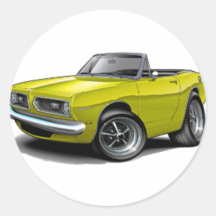 1967-69 Barracuda Yellow Convertible Classic Round Sticker