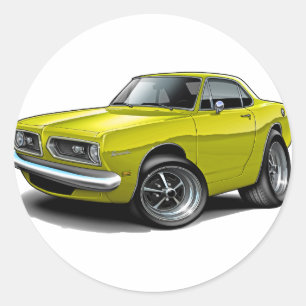 1967-69 Barracuda Yellow Coupe Classic Round Sticker