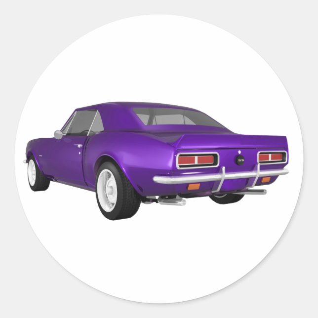 1967 Camaro SS: Purple Finish: 3D Model: Classic Round Sticker (Front)