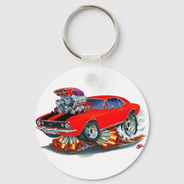 1967 Camaro SS Red-Black Car Key Ring (Front)