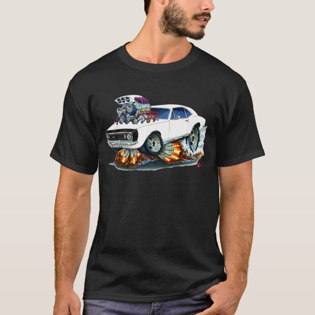 1967 Camaro SS White-Black Car T-Shirt (Front)