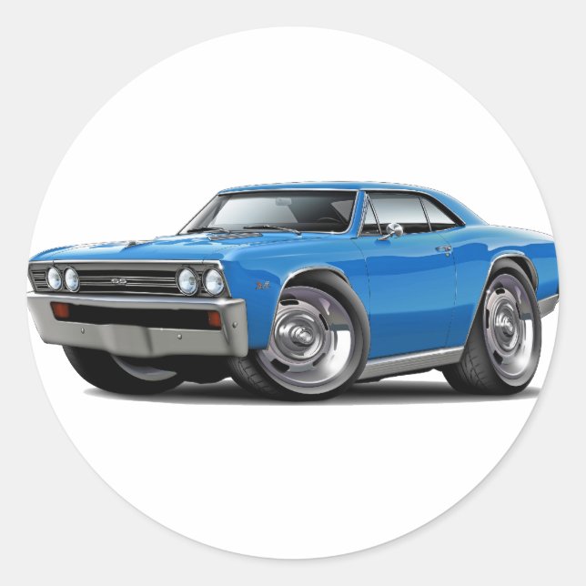 1967 Chevelle Blue Car Classic Round Sticker (Front)
