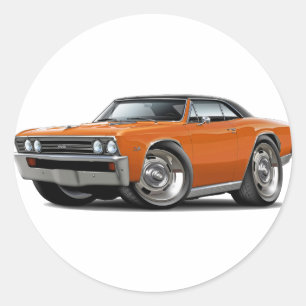 1967 Chevelle Orange Black Top Classic Round Sticker
