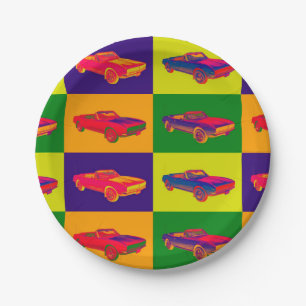 1967 Chevy Camaro RS Convertible Pop Art Paper Plate