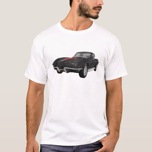 1967 Corvette Sports Car: Black Finish: T-Shirt (Front)