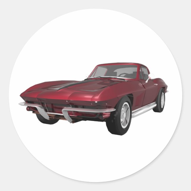 1967 Corvette: Sports Car: Candy Apple Finish: Classic Round Sticker (Front)