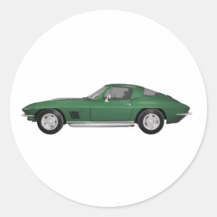 1967 Corvette Sports Car: Green Finish: Classic Round Sticker