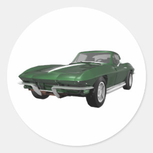1967 Corvette Sports Car: Green Finish: Classic Round Sticker