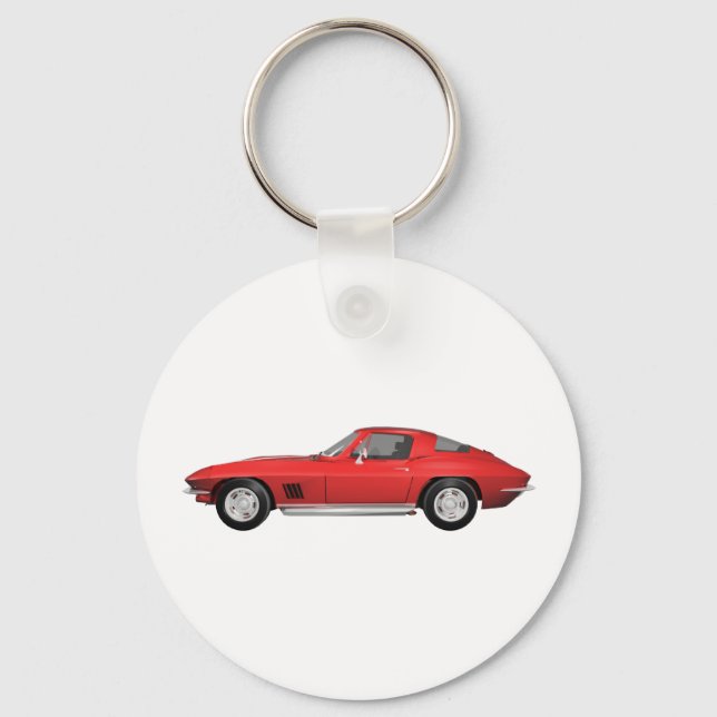 1967 Corvette: Sports Car: Red Finish: Key Ring (Front)