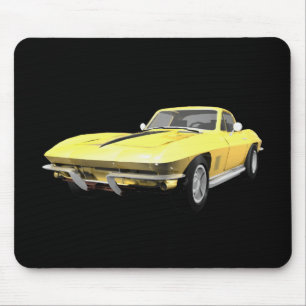 1967 Corvette Sports Car: Yellow Finish Mouse Pad