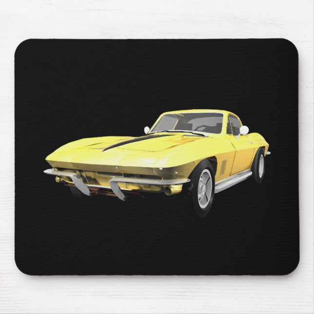 1967 Corvette Sports Car: Yellow Finish Mouse Pad (Front)