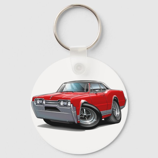 1967 Olds Cutlass Red-Black Car Key Ring (Front)