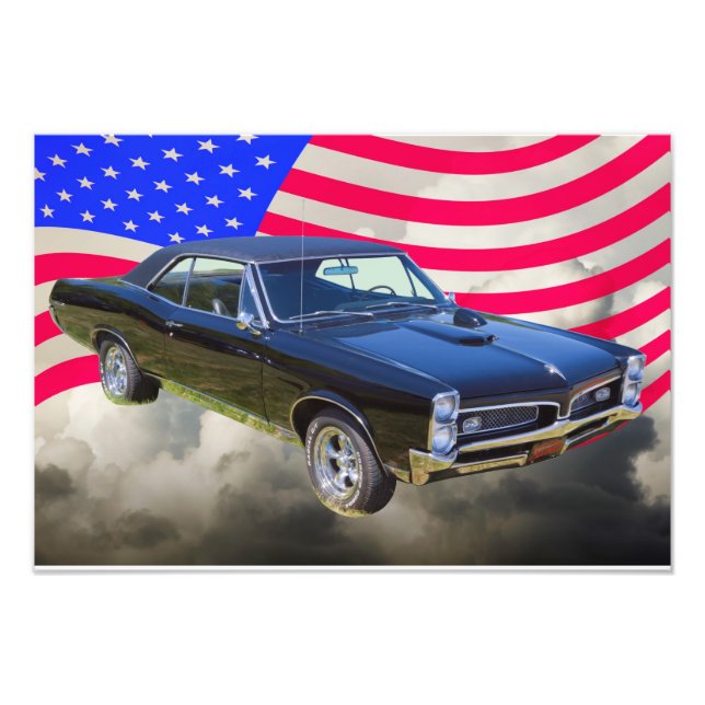 1967 Pontiac GTO and American Flag Photo Print (Front)