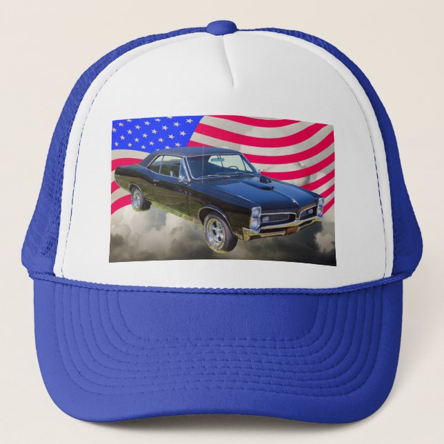 1967 Pontiac GTO and American Flag Trucker Hat (Front)