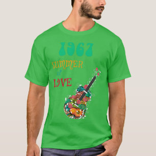 1967 Summer of Love Hippie Abstract Guitar  T-Shirt