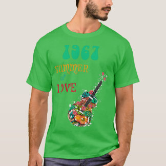 1967 Summer of Love Hippie Abstract Guitar  T-Shirt
