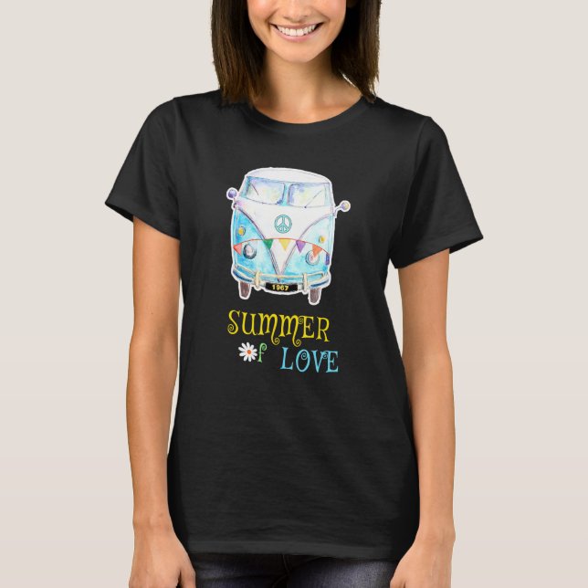 1967 Summer Of Love Hippie Peace Camper Van T-Shirt (Front)