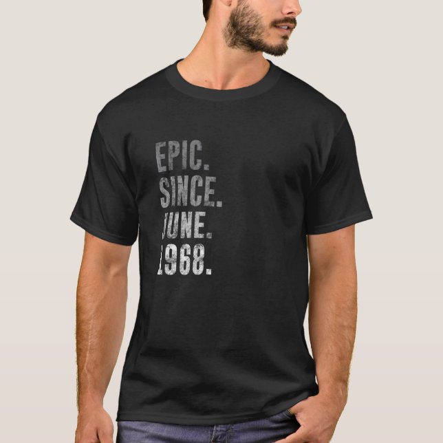 1968 54 Epic Since June 1968 54th Birthday Retro V T-Shirt (Front)