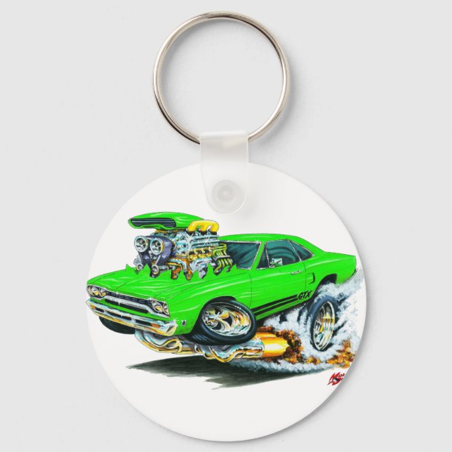 1968-69 Plymouth GTX Lime Car Key Ring (Front)