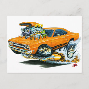 1968-69 Plymouth GTX Orange Car Postcard