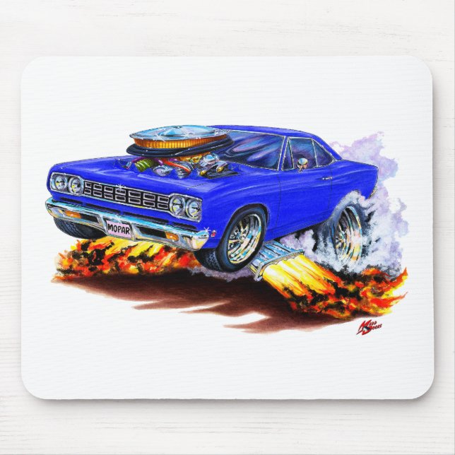 1968-69 Roadrunner Blue Car Mouse Pad (Front)
