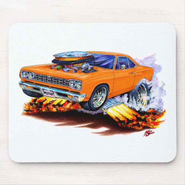 1968-69 Roadrunner Orange Car Mouse Pad (Front)