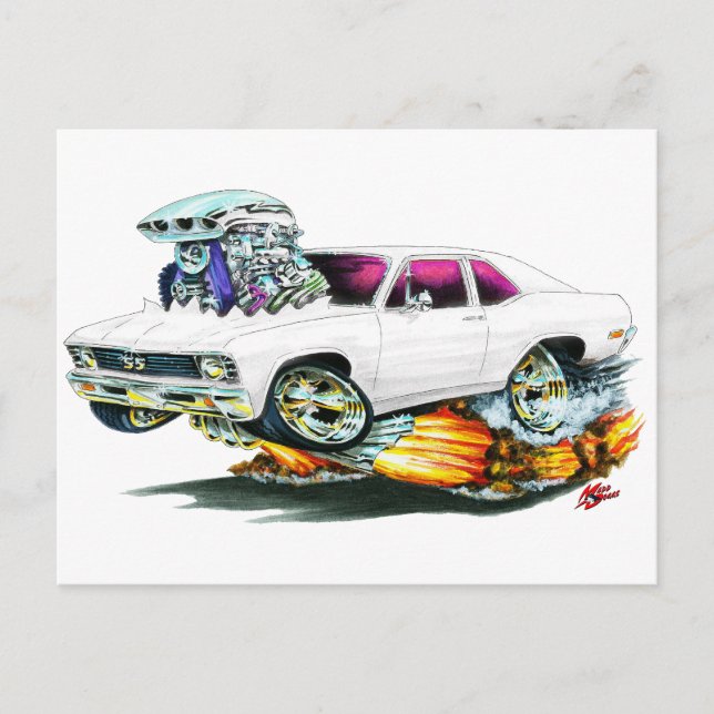 1968-70 Nova White Car Postcard (Front)