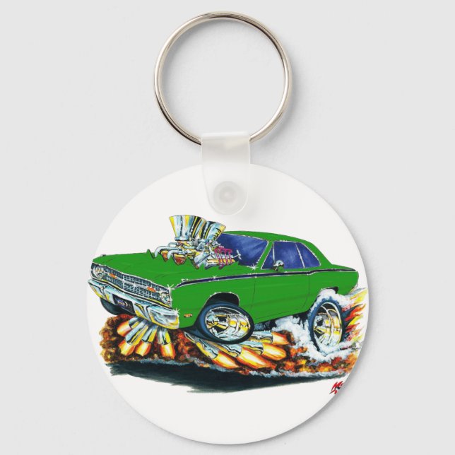 1968-71 Dodge Dart Green Car Key Ring (Front)