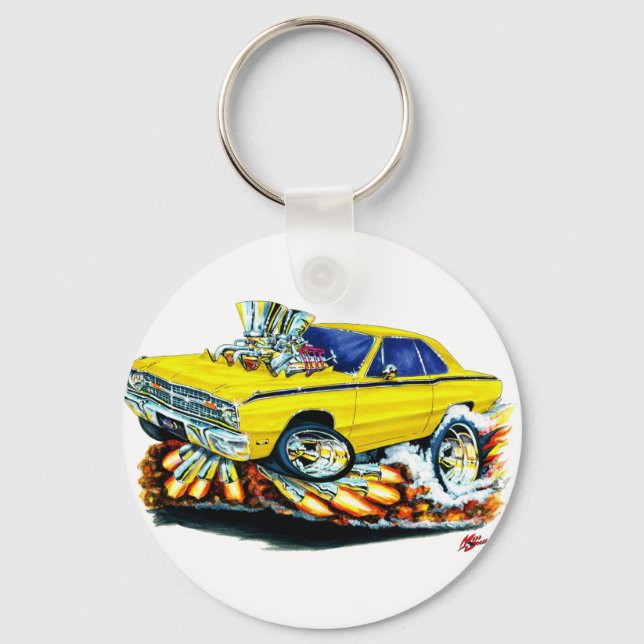 1968-71 Dodge Dart Yellow Car Key Ring (Front)