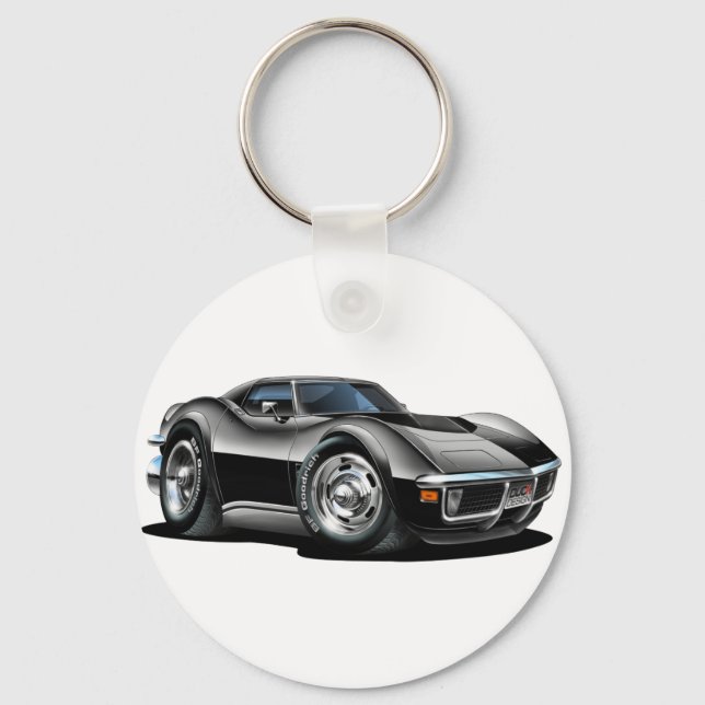 1968-72 Corvette Black Car Key Ring (Front)