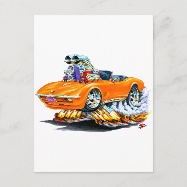 1968-72 Corvette Orange Convertible Postcard (Front)