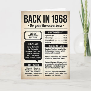1968 Back in the Day, Fun Facts Birthday Card
