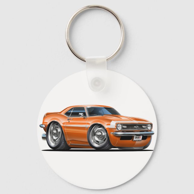 1968 Camaro Orange-White Car Key Ring (Front)