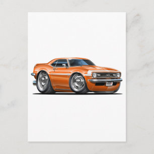 1968 Camaro Orange-White Car Postcard
