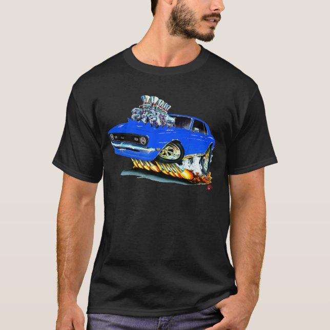 1968 Camaro SS Blue Car T-Shirt (Front)