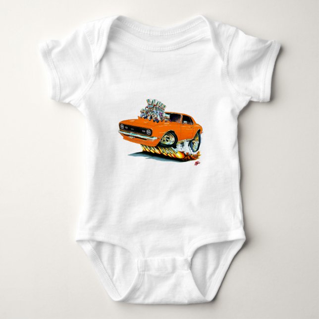 1968 Camaro SS Orange Car Baby Bodysuit (Front)