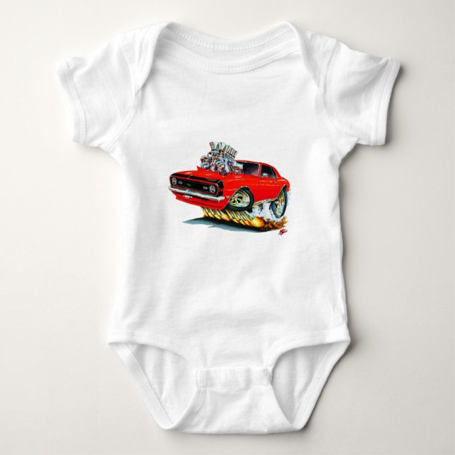 1968 Camaro SS Red-Black Car Baby Bodysuit (Front)