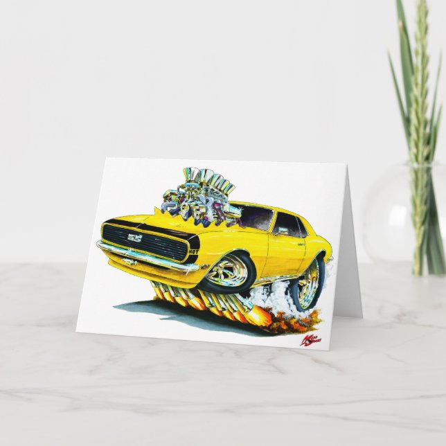 1968 Camaro Yellow-Black Car Card (Front)