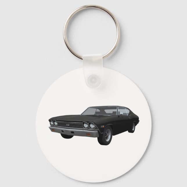 1968 Chevelle SS: Black Finish Key Ring (Front)