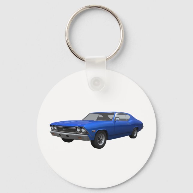 1968 Chevelle SS: Blue Finish Key Ring (Front)