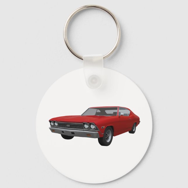 1968 Chevelle SS: Red Finish Key Ring (Front)
