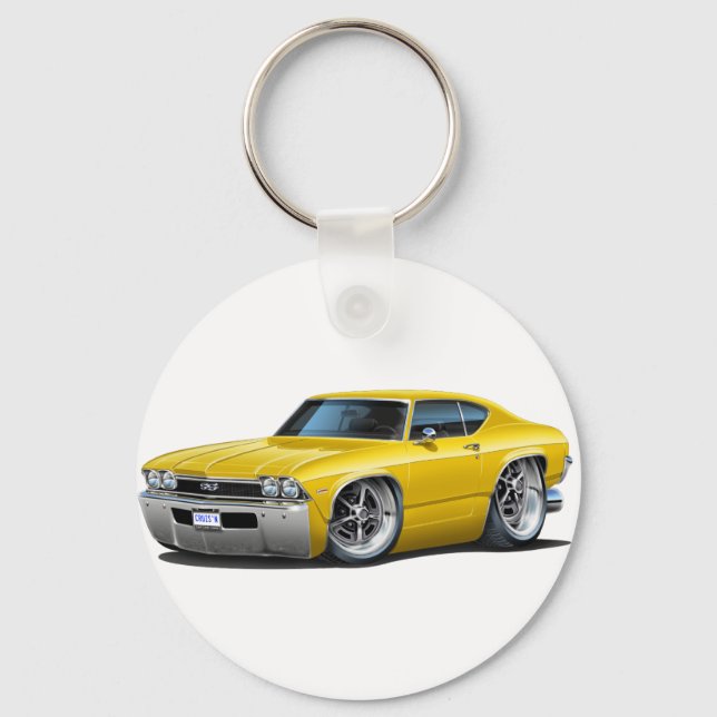 1968 Chevelle Yellow Car Key Ring (Front)