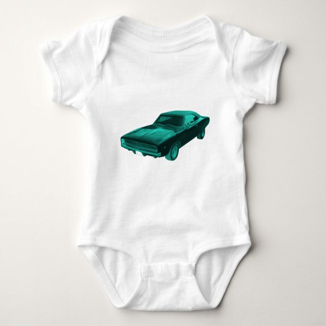 1968 dodge charger blue mopar baby bodysuit (Front)