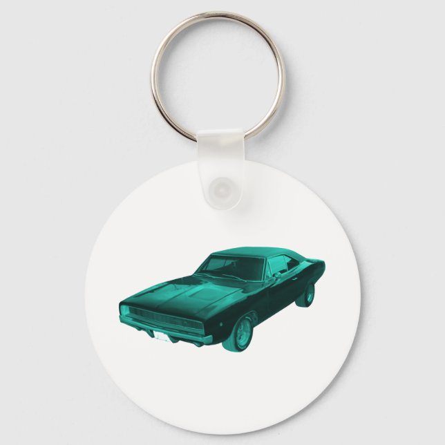 1968 dodge charger blue mopar key ring (Front)