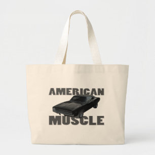 1968 dodge charger r/t american muscle large tote bag