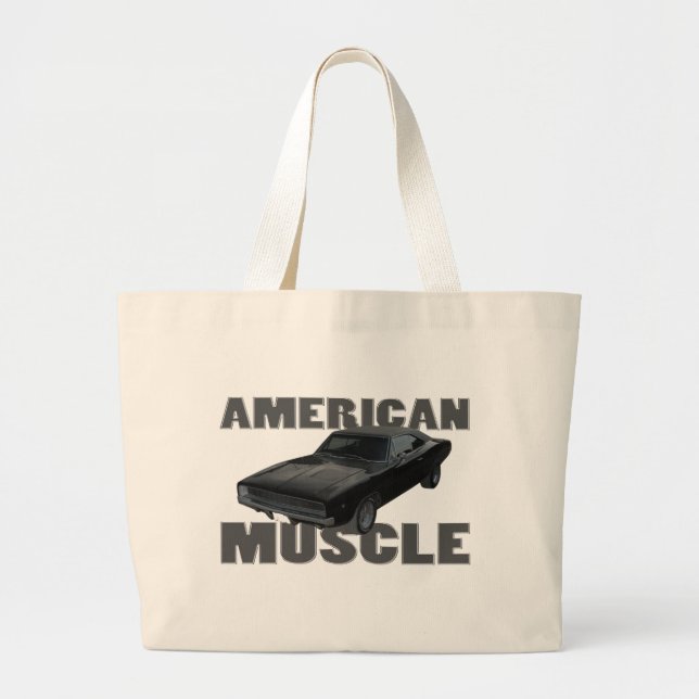 1968 dodge charger r/t american muscle large tote bag (Front)
