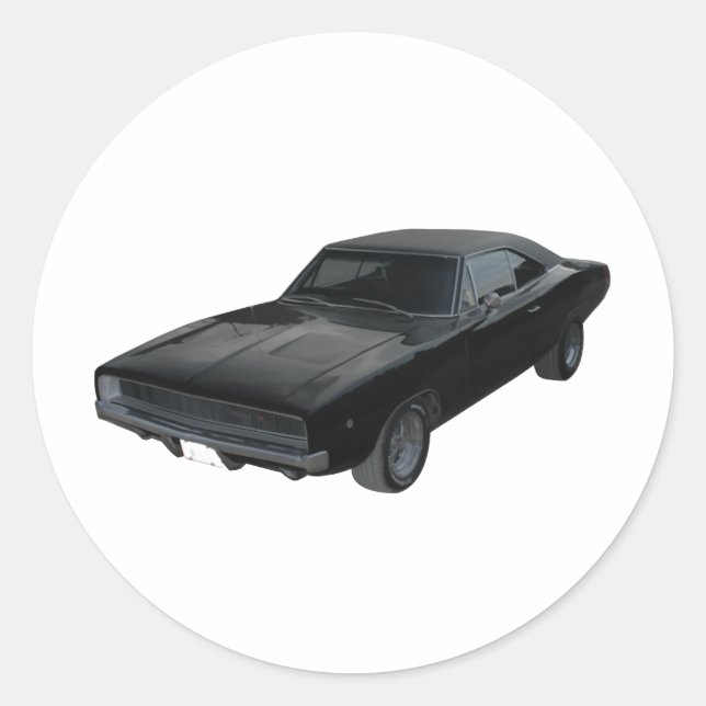 1968 dodge charger r/t mopar classic round sticker (Front)