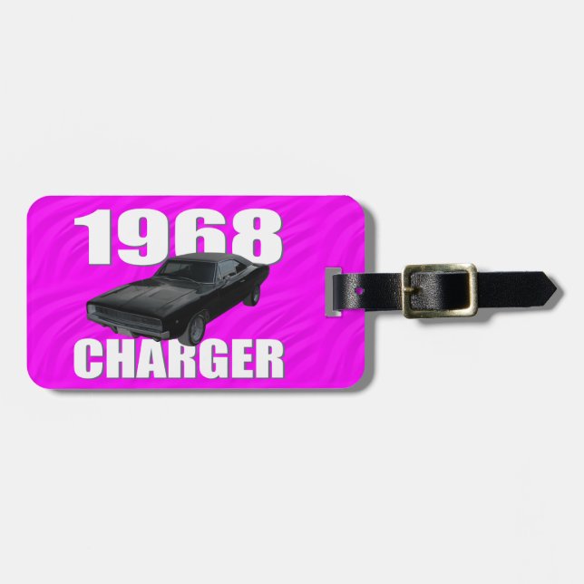 1968 dodge charger rt pink luggage tag (Front Horizontal)