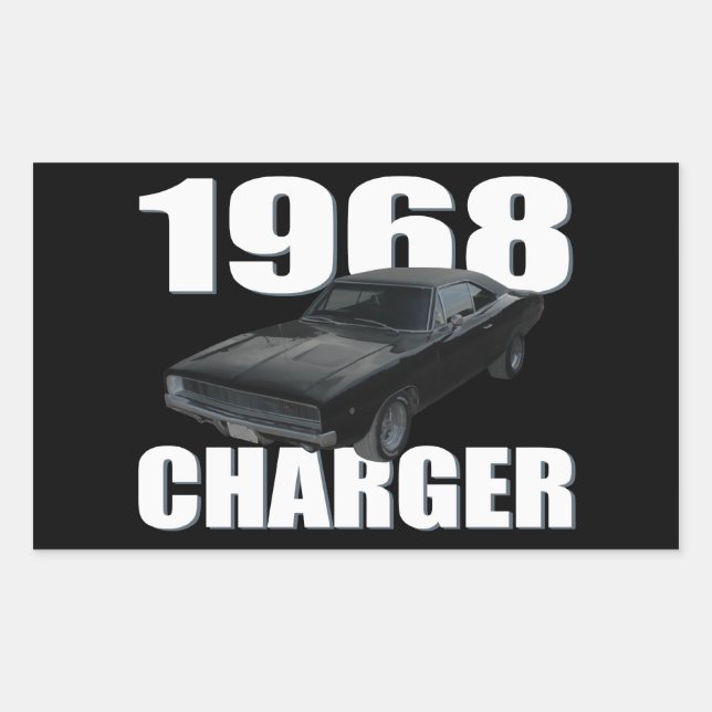 1968 dodge charger rt rectangular sticker (Front)