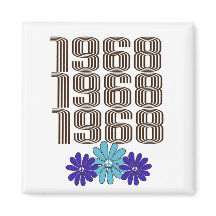 1968 Hippie Flower Power Peace Sign Aqua Purple